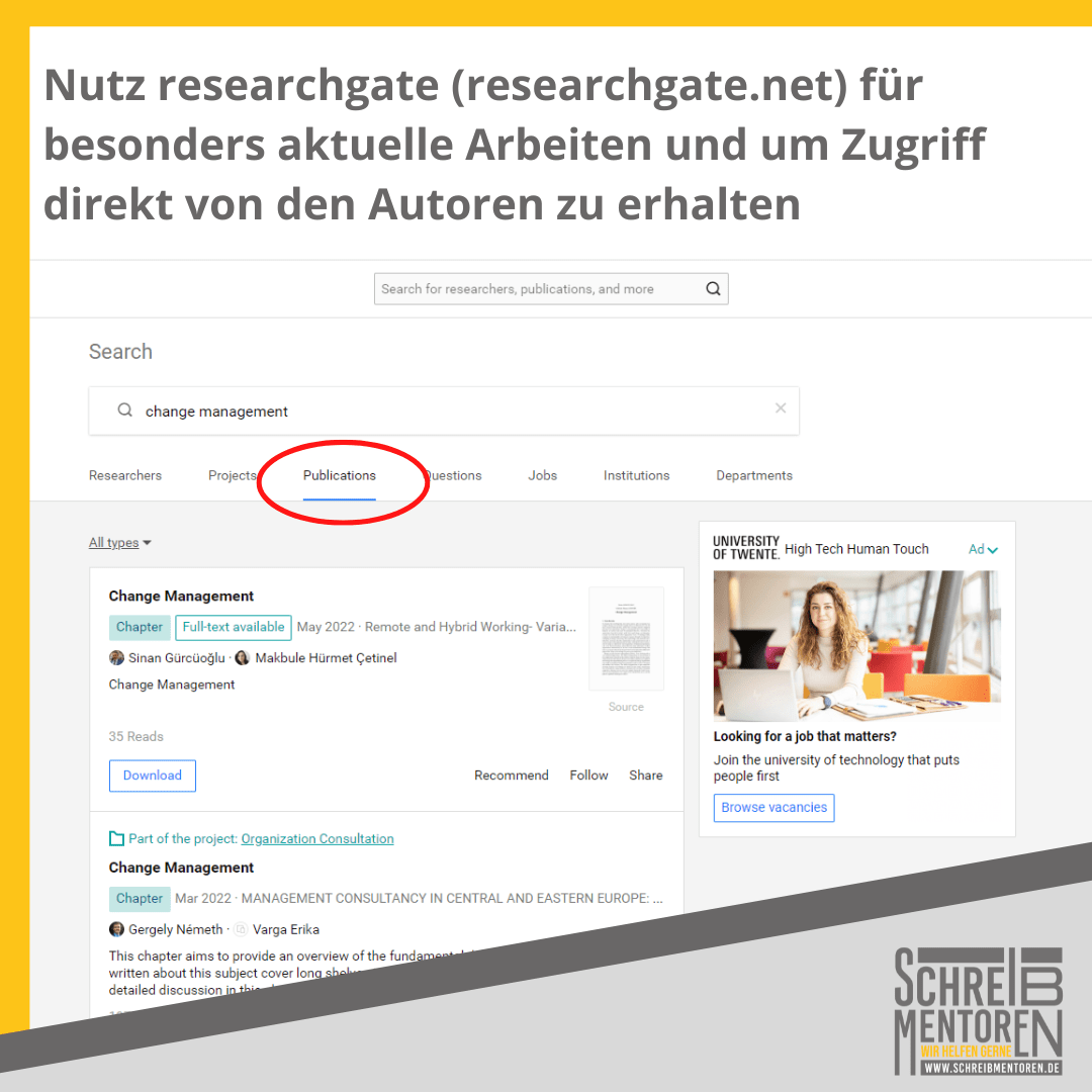Researchgate als Datenbank nutzen