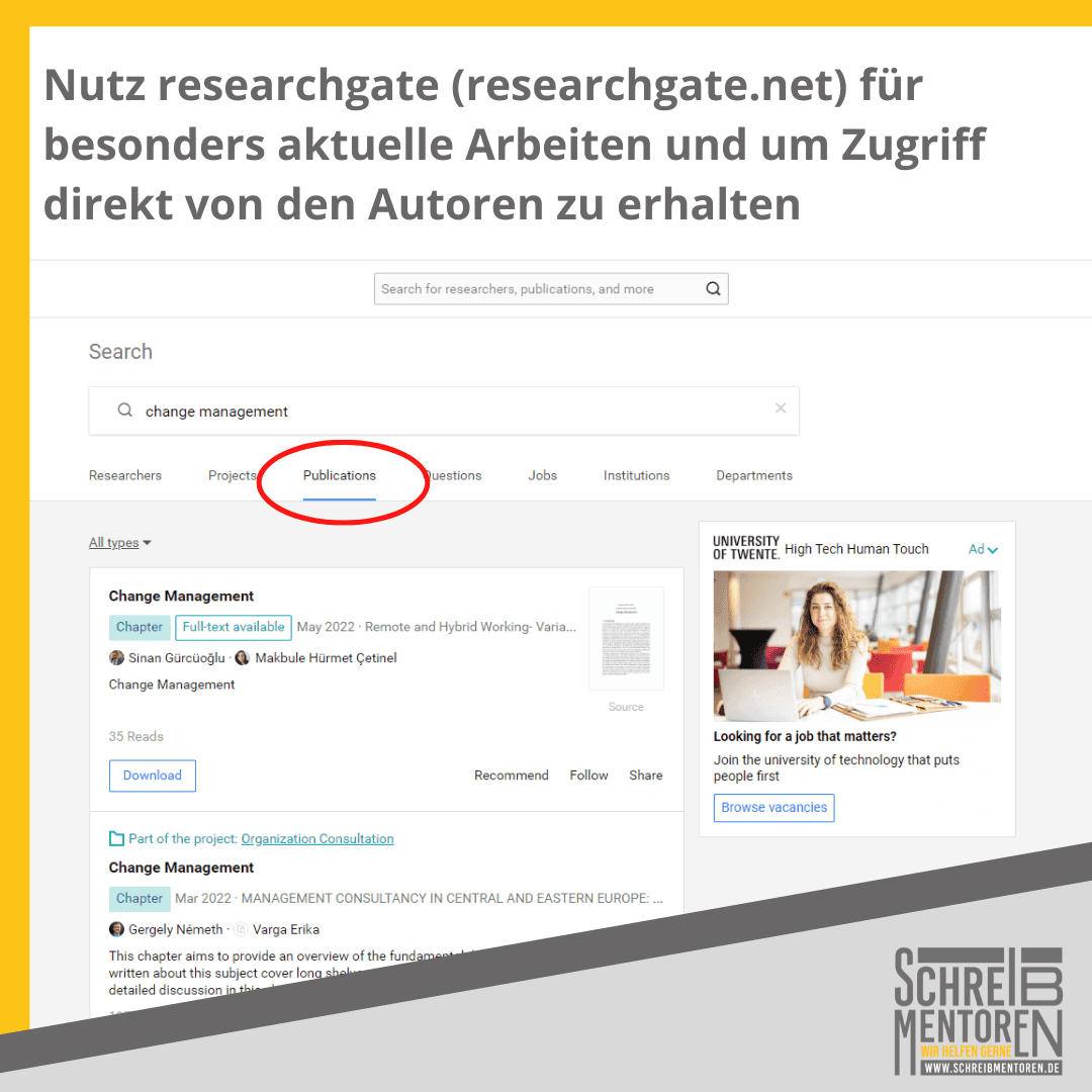 Researchgate als Datenbank nutzen