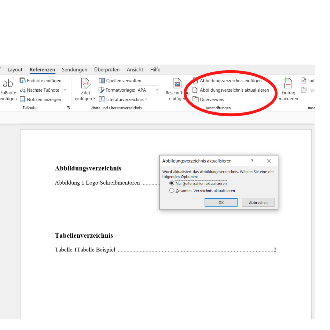 Formatierung Abbildungsverzeichnis